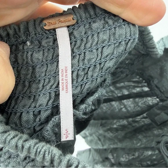 Free People Erin Ruffle Sleeve Mini Dress in gray sz S cotton linen blend - Picture 4 of 10